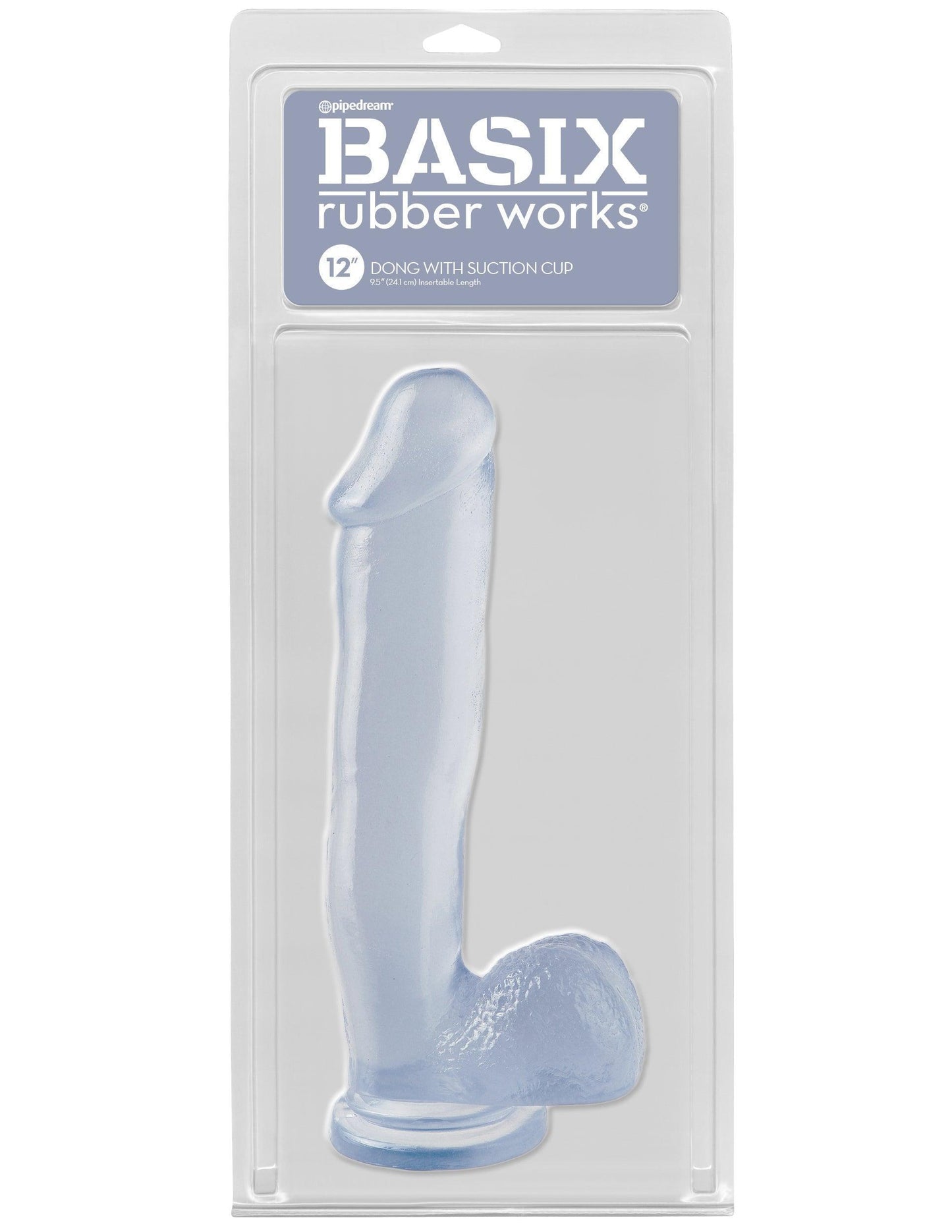 Basix Rubber Works 12 Inch Dong With Suction Cup - Clear - My Sex Toy Hub