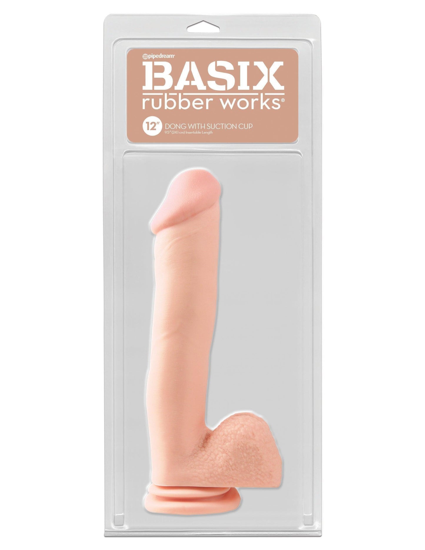 Basix Rubber Works 12 Inch Dong With Suction Cup - Light - My Sex Toy Hub