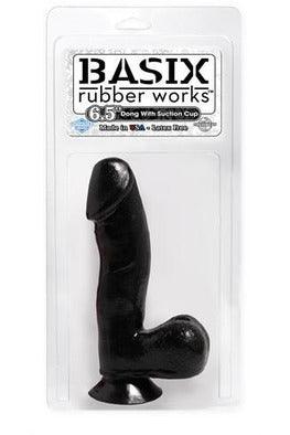 Basix Rubber Works - 6.5 Inch Dong With Suction Cup - Black - My Sex Toy Hub