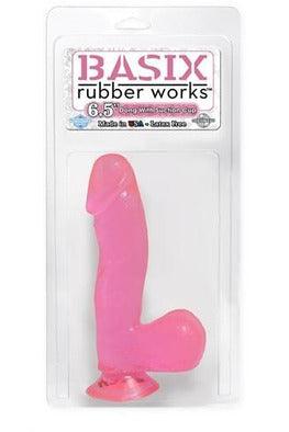 Basix Rubber Works - 6.5 Inch Dong With Suction Cup - Pink - My Sex Toy Hub