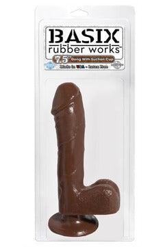 Basix Rubber Works - 7.5 Inch Dong With Suction Cup - Brown - My Sex Toy Hub