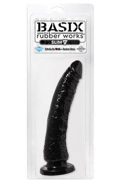 Basix Rubber Works - Slim 7 Inch With Suction Cup - Black - My Sex Toy Hub