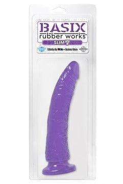 Basix Rubber Works - Slim 7 Inch With Suction Cup - Purple - My Sex Toy Hub