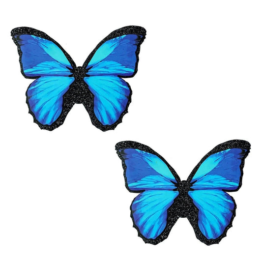 Beautiful Blue Black Glitter Butterfly Nipple Cover Pasties - My Sex Toy Hub