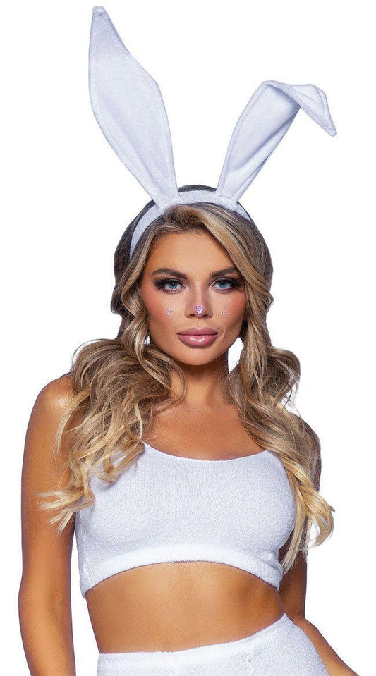 Bendable Velvet Bunny Rabbit Ears - White - My Sex Toy Hub