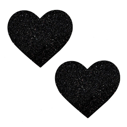Black Malice Glitter I Heart U Nipztix Pasties - My Sex Toy Hub