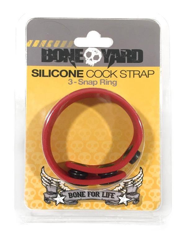 Boneyard Silicone Cock Strap 3 - Snap Ring - Red - My Sex Toy Hub