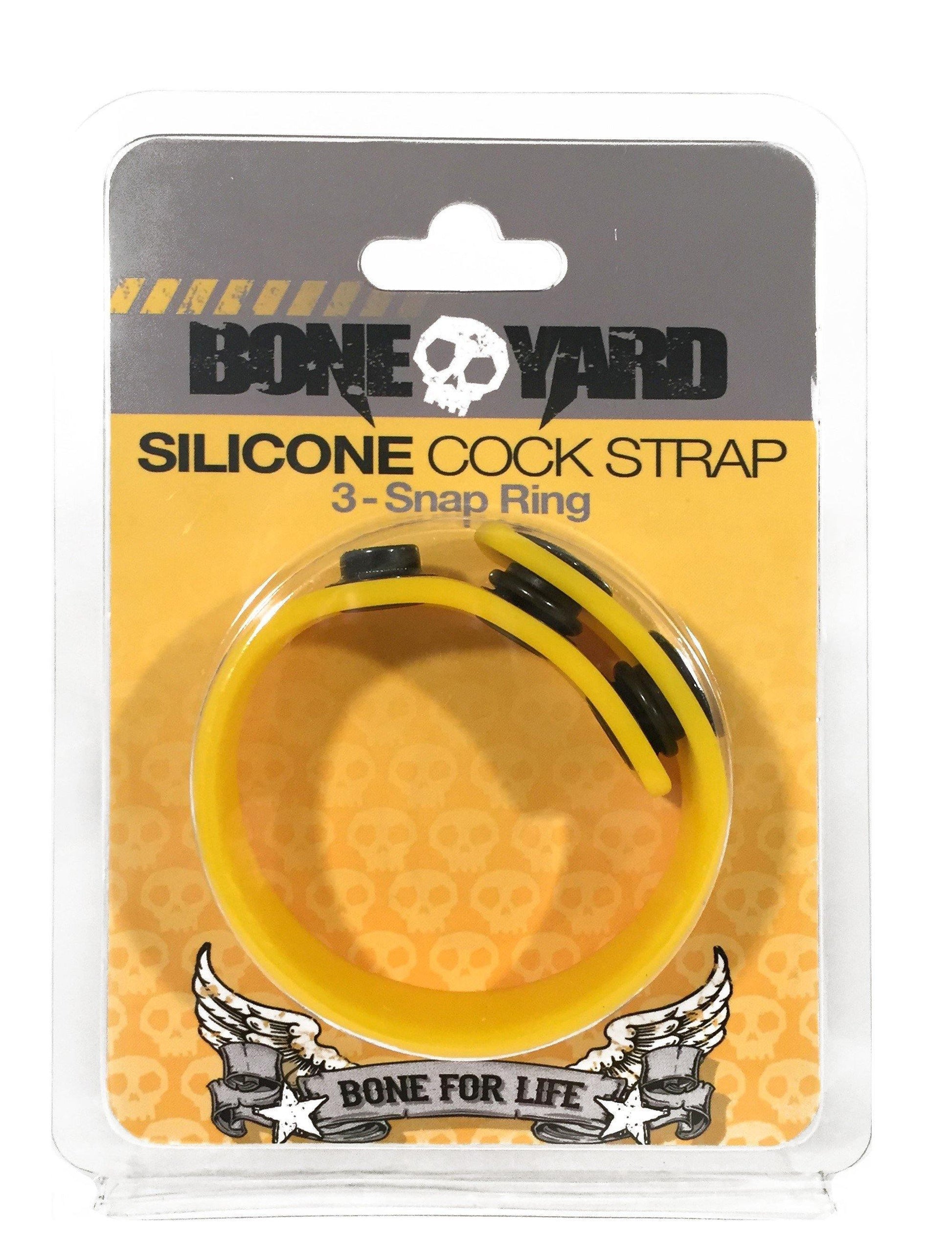 Boneyard Silicone Cock Strap 3 - Snap Ring - Yellow - My Sex Toy Hub
