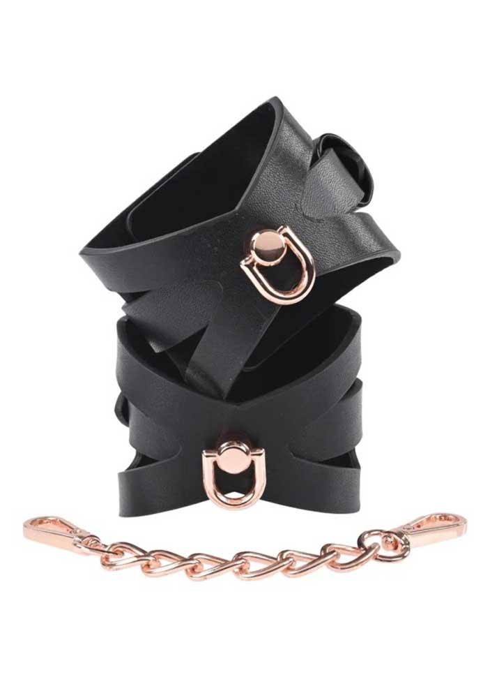 Brat Handcuffs - Black / Rose Gold - My Sex Toy Hub