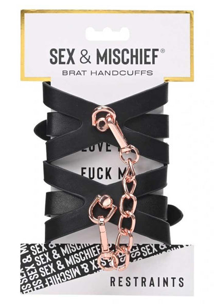 Brat Handcuffs - Black / Rose Gold - My Sex Toy Hub