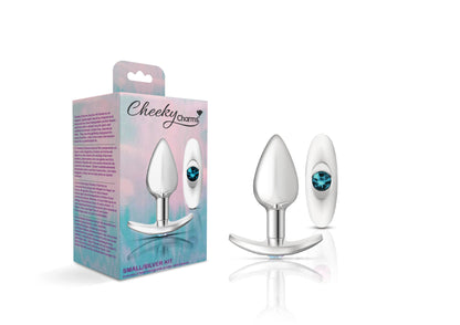 Cheeky Charms-Silver Metal Butt Plug Kit- Clear/teal - My Sex Toy Hub