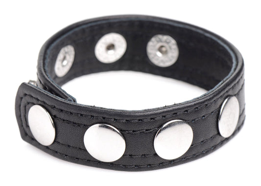 Cock Gear Leather Speed Snap Cock Ring - Black - My Sex Toy Hub