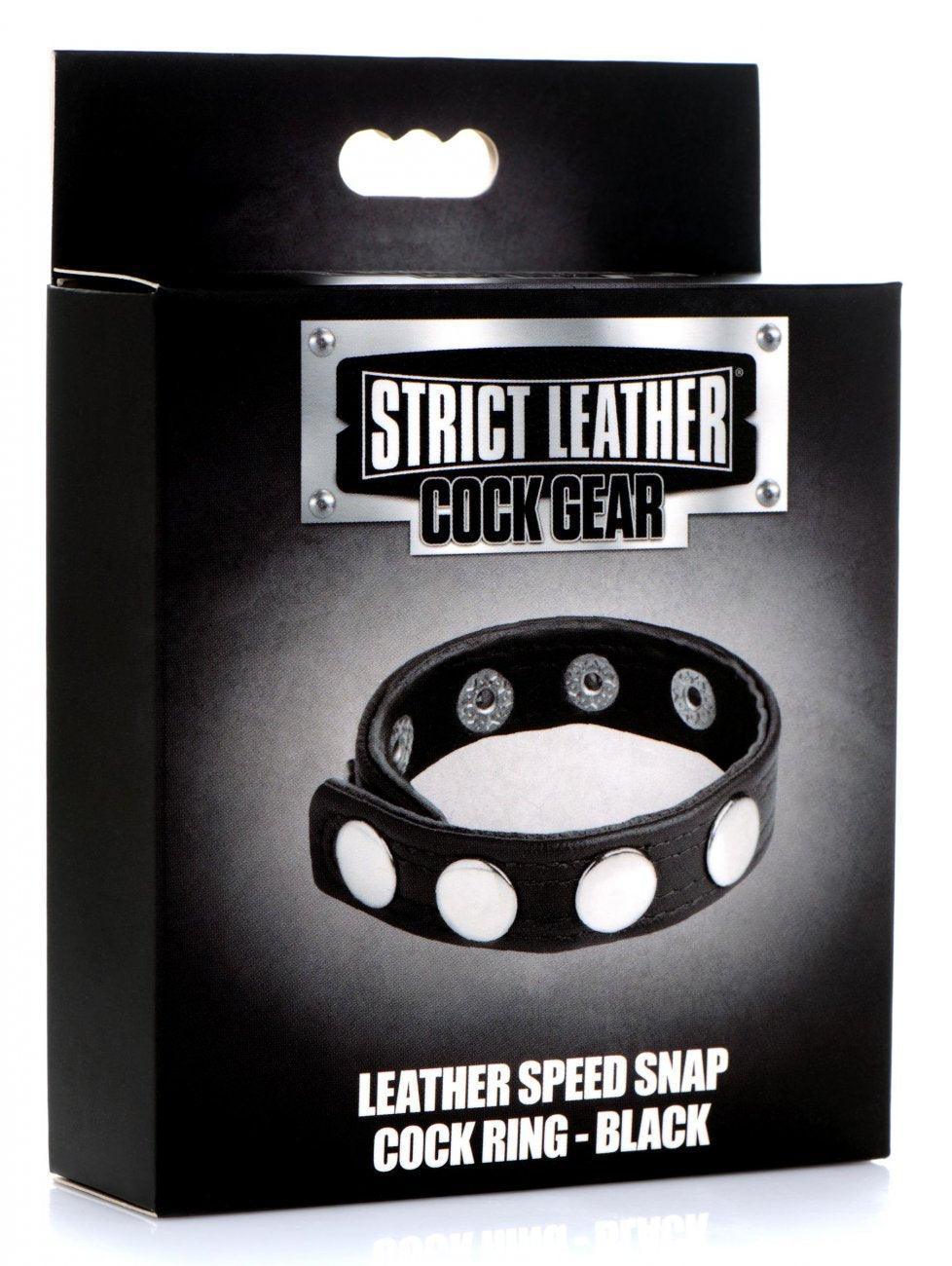 Cock Gear Leather Speed Snap Cock Ring - Black - My Sex Toy Hub