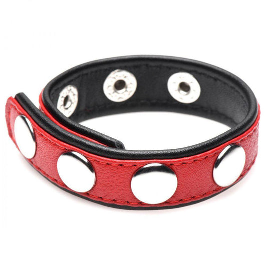 Cock Gear Leather Speed Snap Cock Ring - Red - My Sex Toy Hub