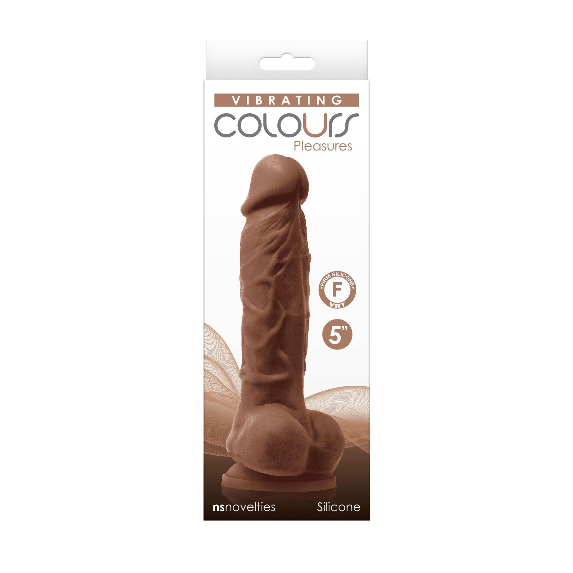 Colours - Pleasures - Vibrating - 5 Inch Dildo - Brown - My Sex Toy Hub
