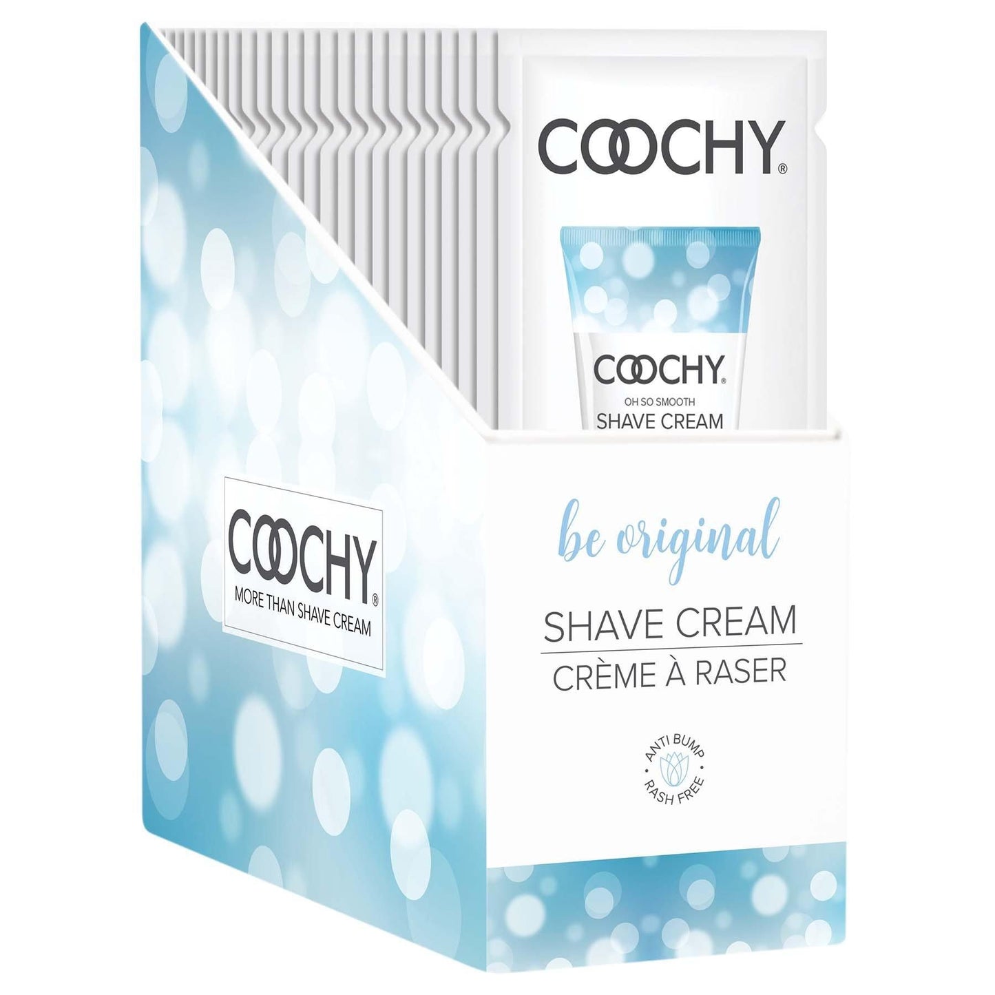 Coochy Shave Cream - Be Original - 15 ml Foils 24 Count Display - My Sex Toy Hub