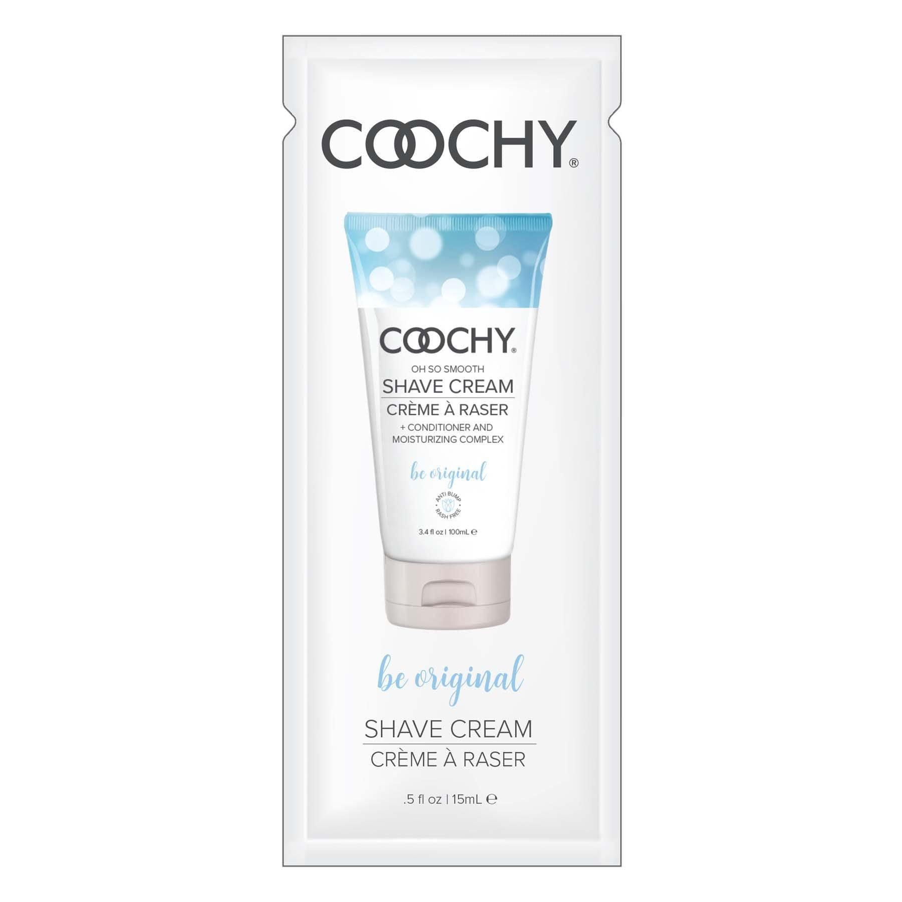 Coochy Shave Cream - Be Original - 15 ml Foils 24 Count Display - My Sex Toy Hub