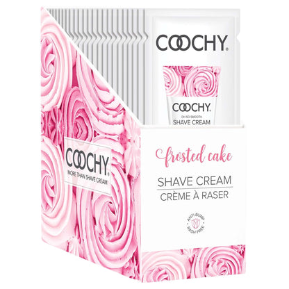 Coochy Shave Cream - Frosted Cake - 15 ml Foils 24 Count Display - My Sex Toy Hub