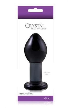 Crystal Premium Glass Plug - Large - Clear Charcoal - My Sex Toy Hub