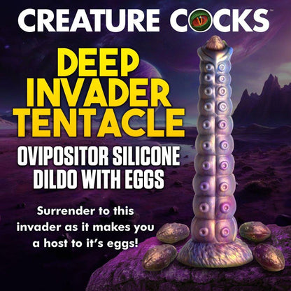 Deep Invader Tentacle Ovipositor Silicone Creature Dildo with Eggs - My Sex Toy Hub