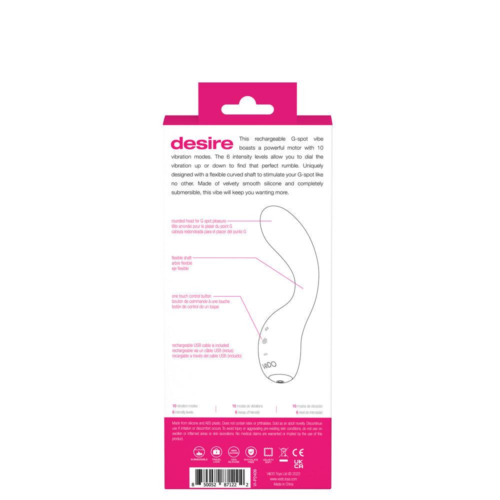 Desire Rechargeable G-Spot Vibe - Pink - My Sex Toy Hub