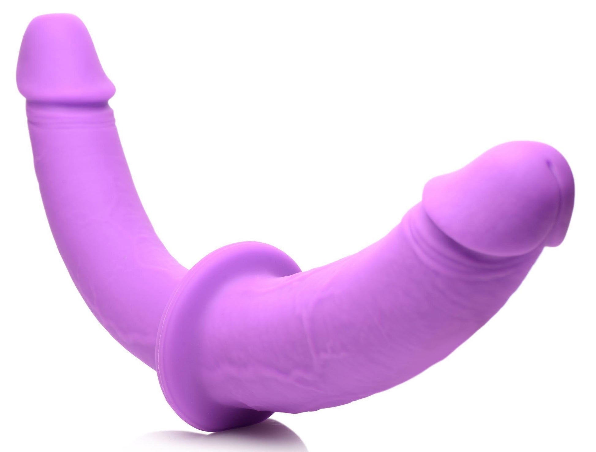 Double Charmer Silicone Double Dildo With Harness - Purple - My Sex Toy Hub