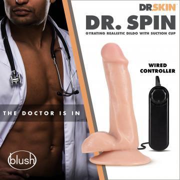 Dr. Skin - Dr. Spin - 6 Inch Gyrating Realistic Dildo - Vanilla - My Sex Toy Hub