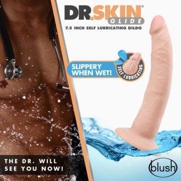 Dr. Skin Glide - 7.5 Inch Self Lubricating Dildo - Vanilla - My Sex Toy Hub