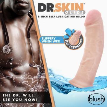 Dr. Skin Glide - 8 Inch Self Lubricating Dildo - Vanilla - My Sex Toy Hub