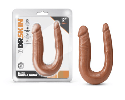 Dr. Skin Mini Double Dong - Mocha - My Sex Toy Hub