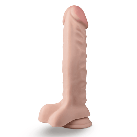 Dr. Skin Plus - 9 Inch Posable Dildo With Balls - Vanilla - My Sex Toy Hub