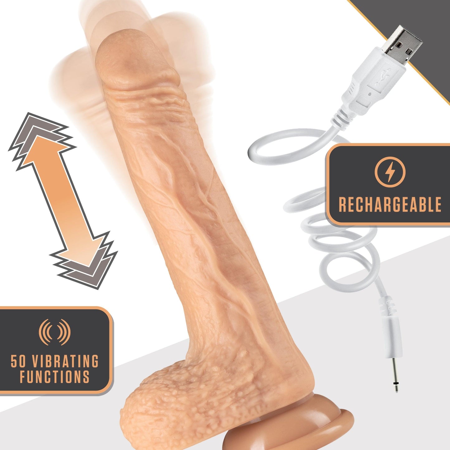 Dr. Skin Silicone - Dr. Grey - 7 Inch Thrusting Dildo - Vanilla - My Sex Toy Hub