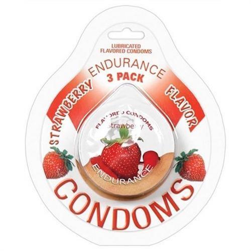 Endurance Condoms - Strawberry - 3 Pack - My Sex Toy Hub