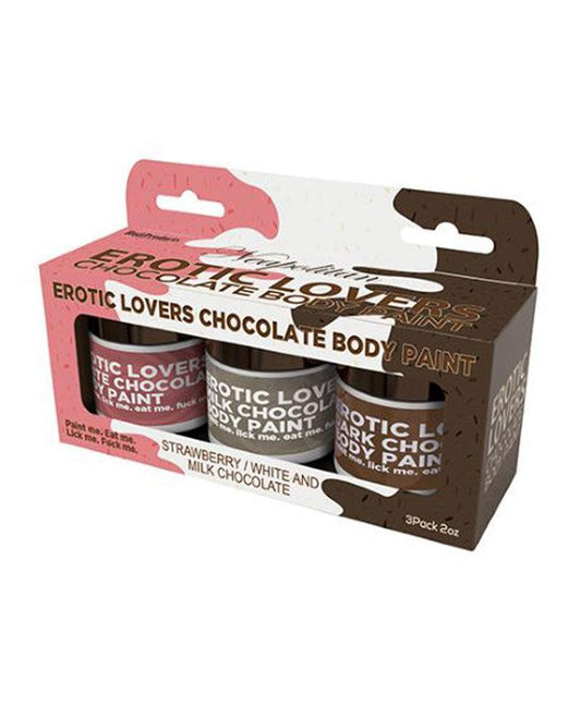 Erotic Lovers Chocolate Body Paint - Neapolitan - White Chocolate, Milk Chocolate and Strawberry - (3 Pack) - My Sex Toy Hub