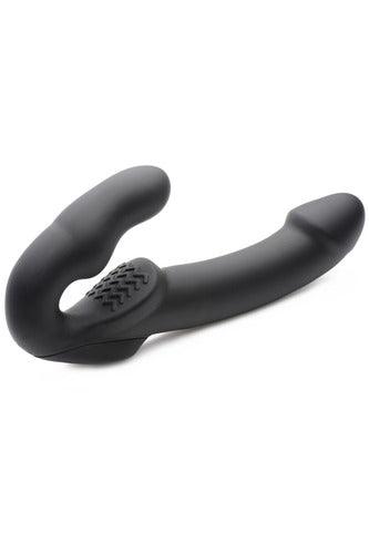 Evoke Rechargeable Vibrating Silicone Strapless Strap on - Black - My Sex Toy Hub