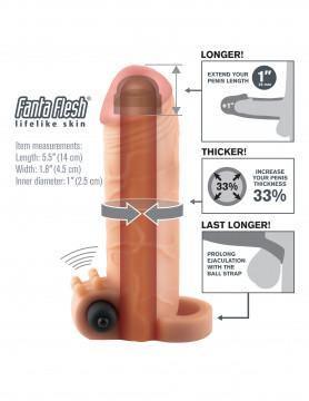 Fantasy X-Tensions Vibrating Real Feel 1-Inch Extension - Light - My Sex Toy Hub