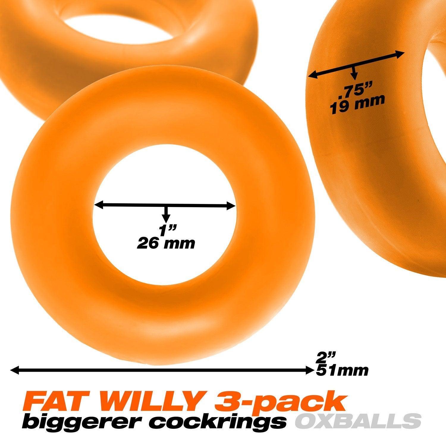 Fat Willy 3-Pack Jumbo Cockring - Orange - My Sex Toy Hub
