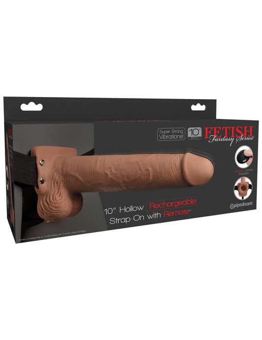 Fetish Fantasy Series 10 Inch Hollow Rechargeable Strap-on With Remote - Tan - My Sex Toy Hub