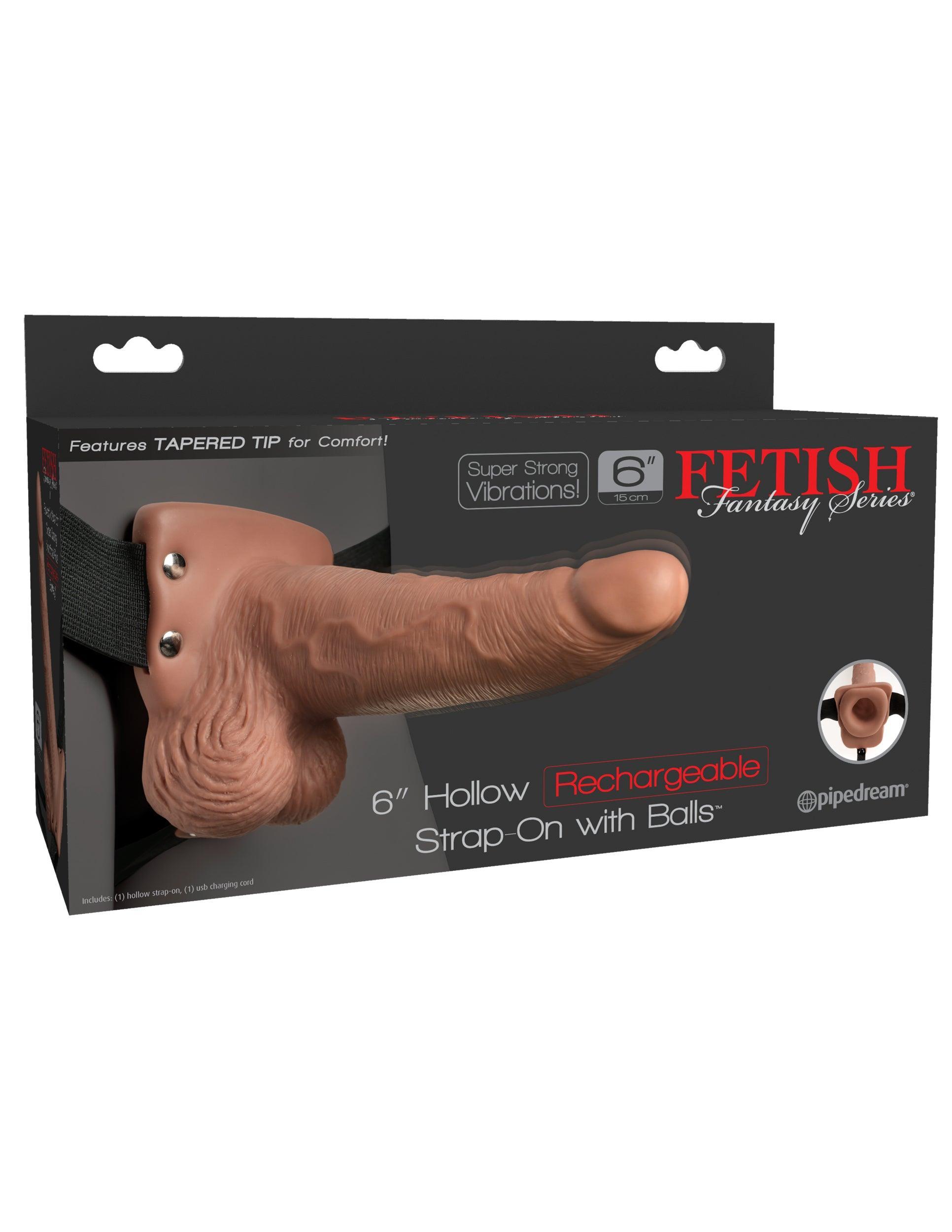 Fetish Fantasy Series 6 Inch Hollow Rechargeable Strap-on With Balls - Tan - My Sex Toy Hub
