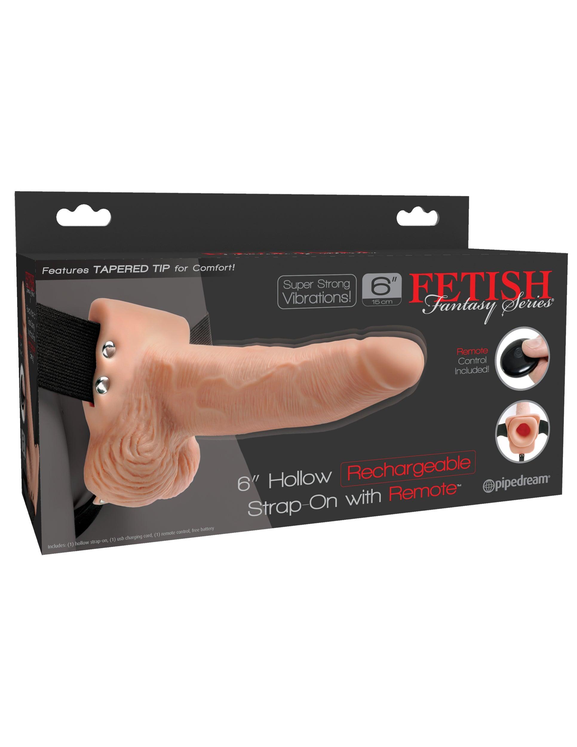 Fetish Fantasy Series 6 Inch Hollow Rechargeable Strap-on With Remote - Flesh - My Sex Toy Hub