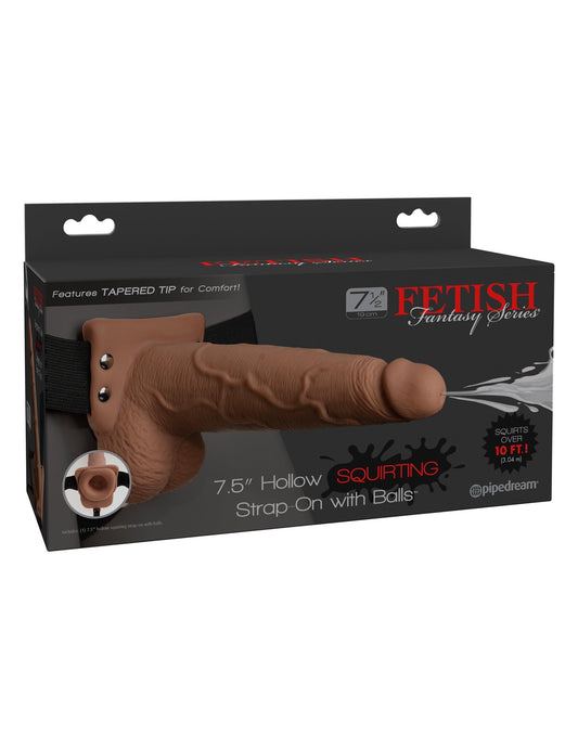 Fetish Fantasy Series 7.5 Inch Hollow Squirting Strap-on With Balls - - My Sex Toy Hub