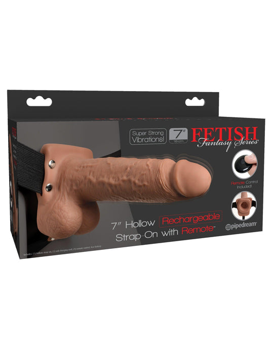 Fetish Fantasy Series 7 Inch Hollow Rechargeable Strap-on With Remote - Tan - My Sex Toy Hub