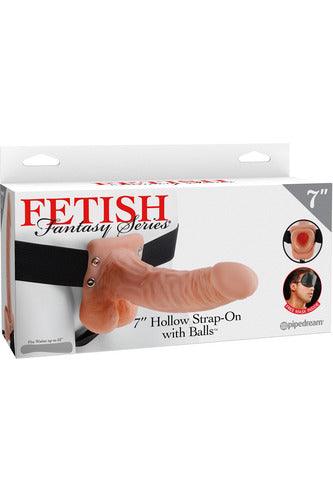 Fetish Fantasy Series 7 Inch Hollow Strap-on With Balls - Flesh - My Sex Toy Hub