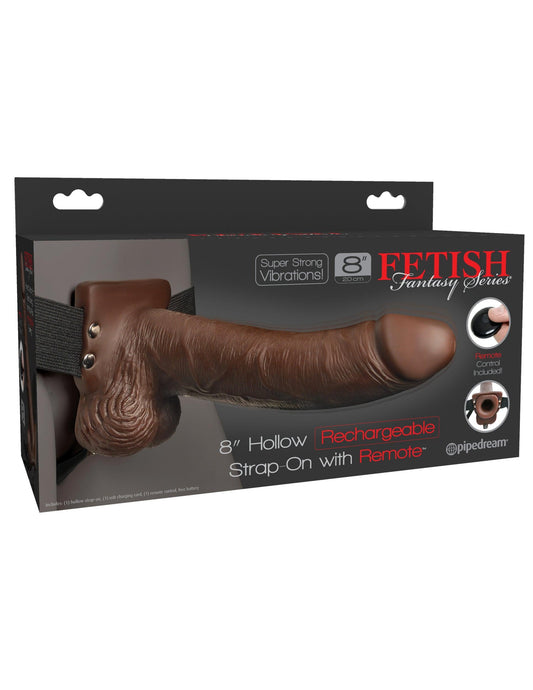 Fetish Fantasy Series 8 Inch Hollow Rechargeable Strap-on With Remote - Brown - My Sex Toy Hub