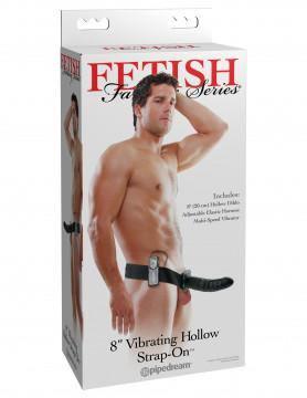 Fetish Fantasy Series 8-Inch Vibrating Hollow Strap-on - Black - My Sex Toy Hub