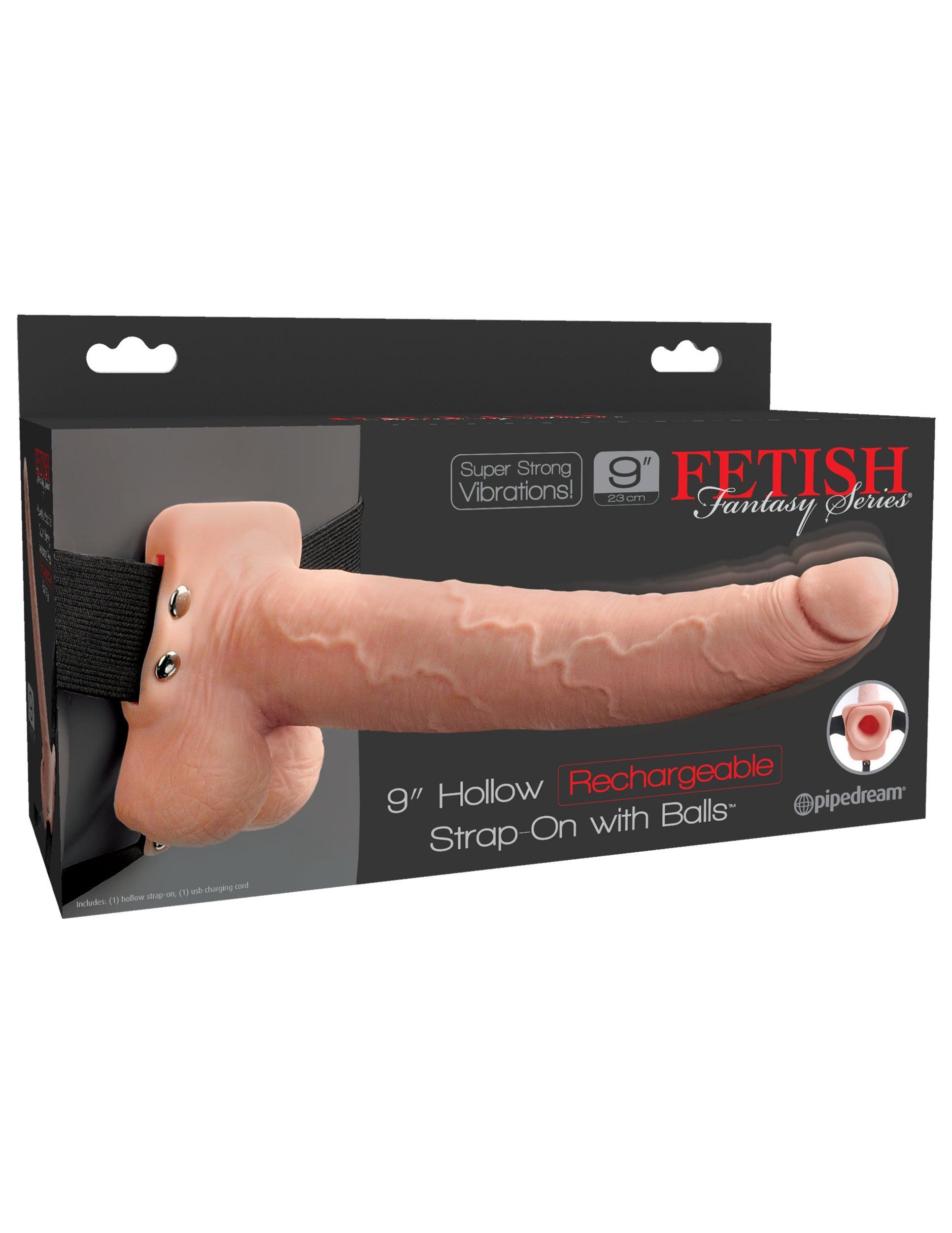 Fetish Fantasy Series 9 Inch Hollow Rechargeable Strap-on With Balls - Flesh - My Sex Toy Hub