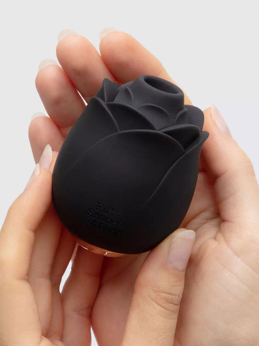 Fifty Shades of Grey Black Rose Silicone Clitoral Suction Stimulator - Black - My Sex Toy Hub