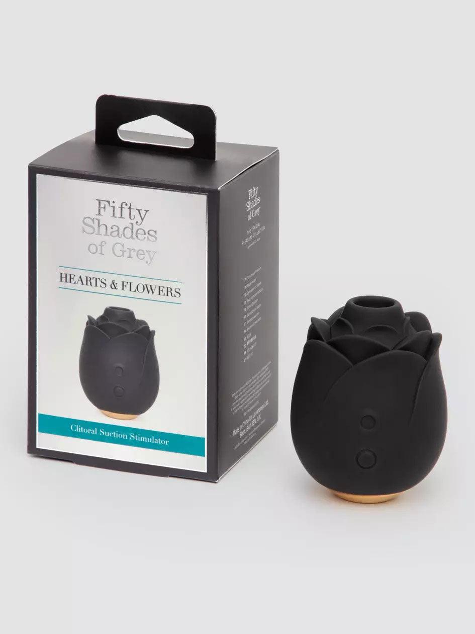 Fifty Shades of Grey Black Rose Silicone Clitoral Suction Stimulator - Black - My Sex Toy Hub