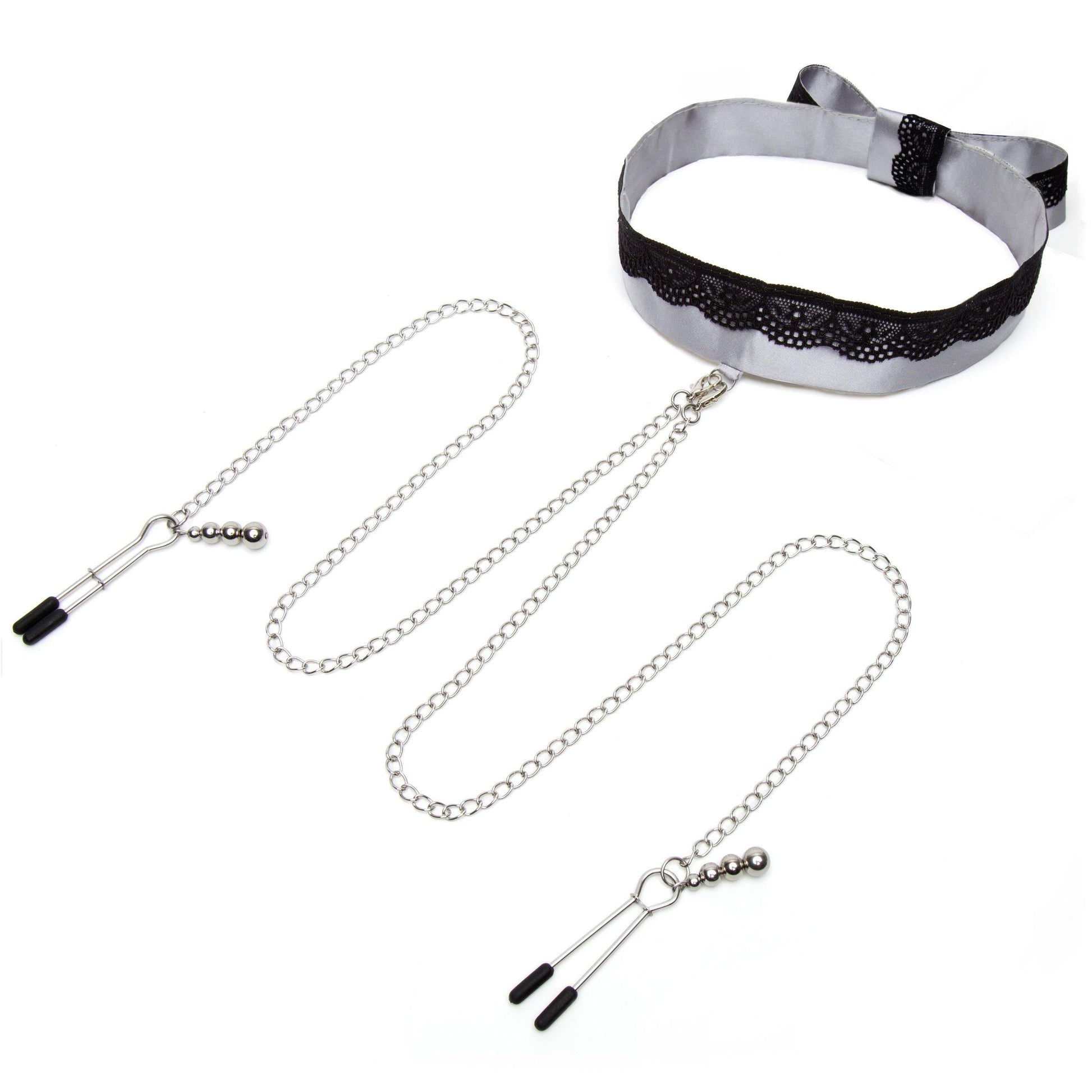 Fifty Shades of Grey Play Nice Satin Collar and Nipple Clamps - My Sex Toy Hub