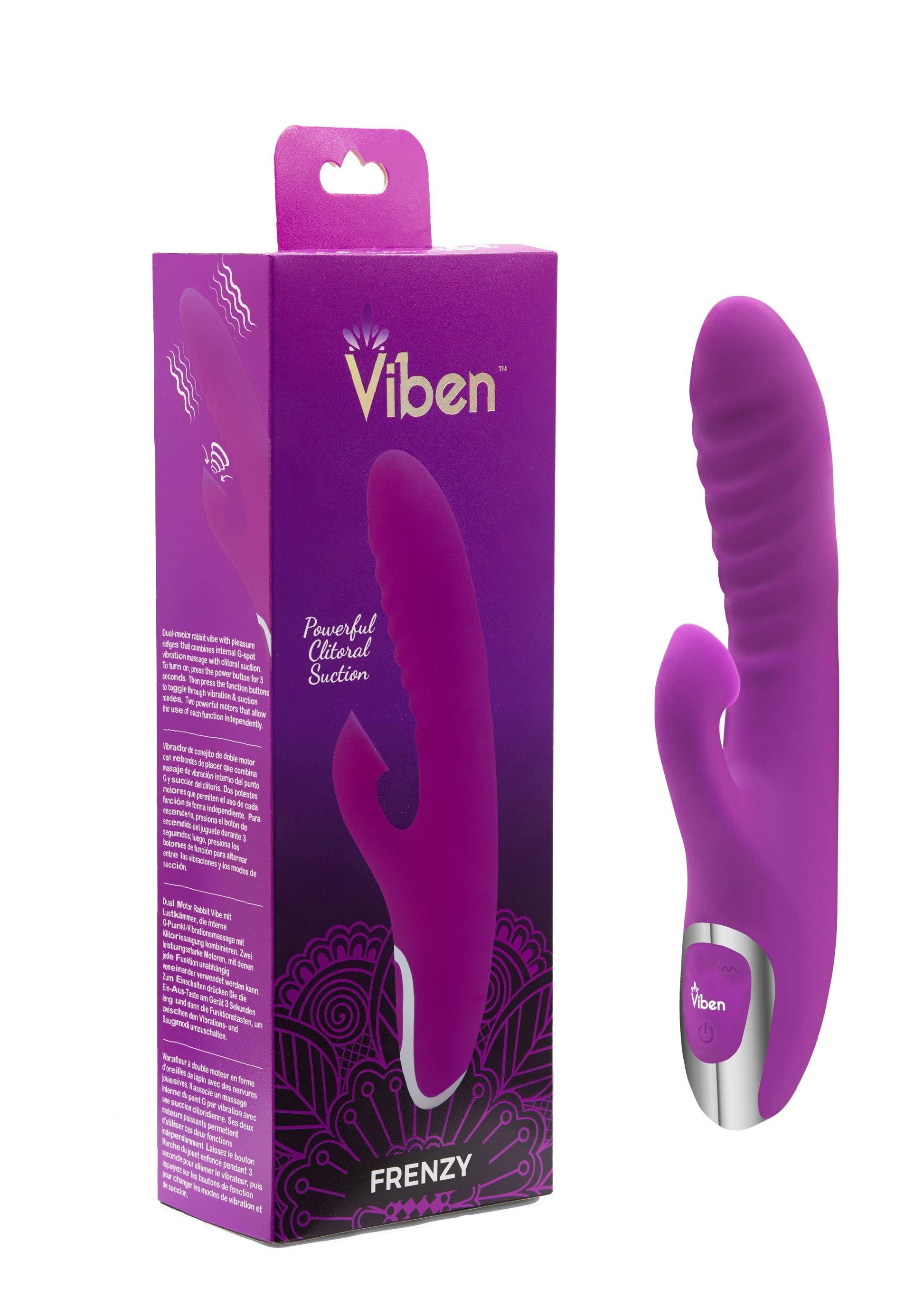 Frenzy - Rabbit Vibe With Clitoral Suction - Berry - My Sex Toy Hub